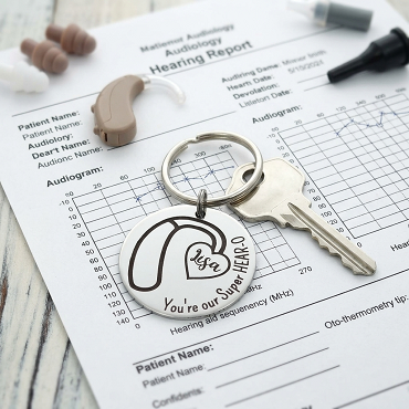 Personalized Hearing Aid Keychain Super Hear-O Audiology Hearing Loss Gift